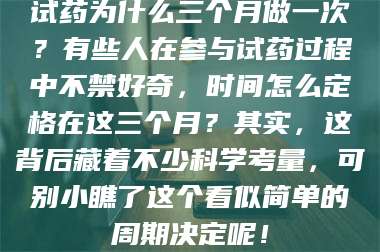 文山试药为什么三个月做一次？有些人在参与试药过程中不禁好奇，时间怎么定格在这三个月？其实，这背后藏着不少科学考量，可别小瞧了这个看似简单的周期决定呢！ 第1张